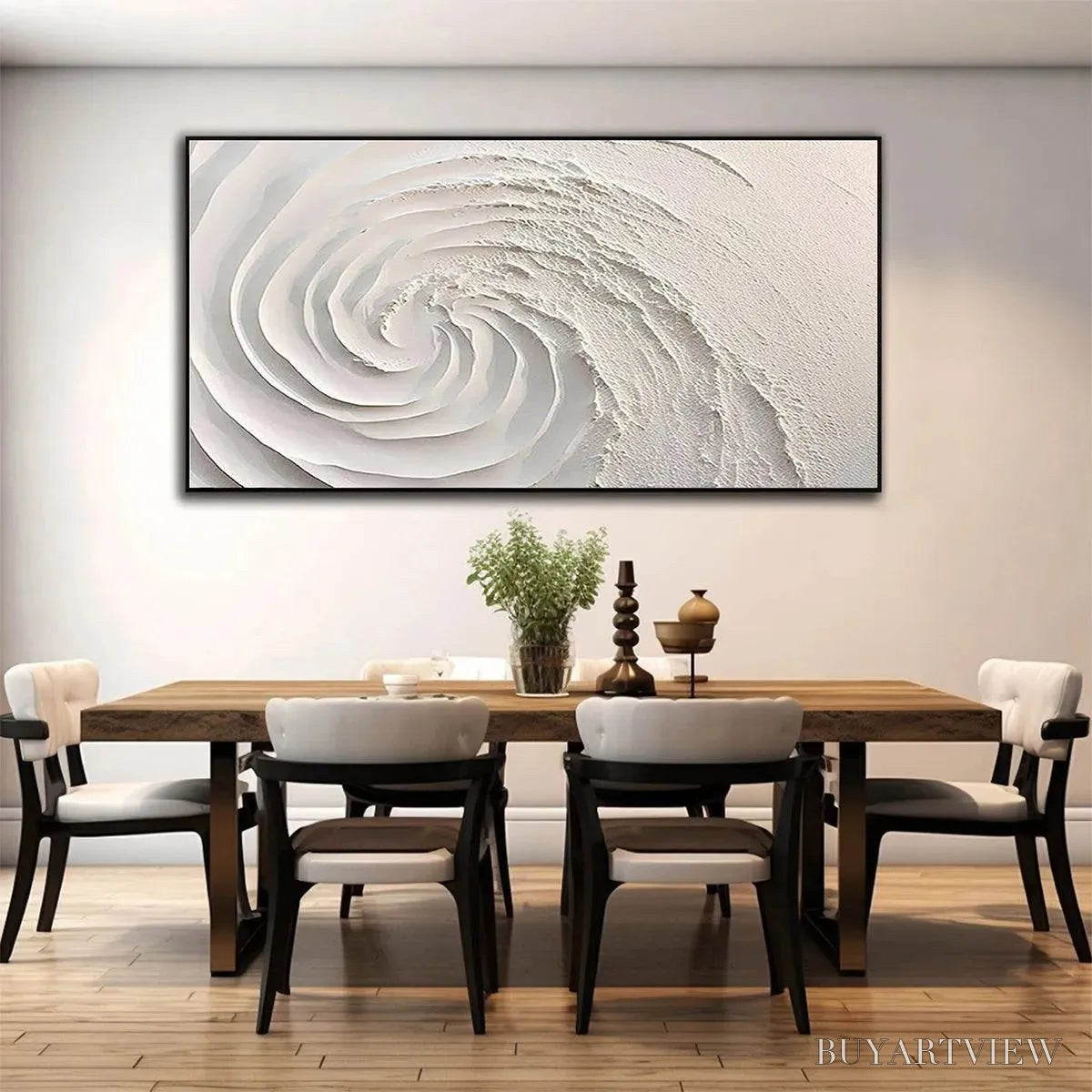 ARTOVITAS Whirlwind – Textured White Abstract Swirl Painting - image 5