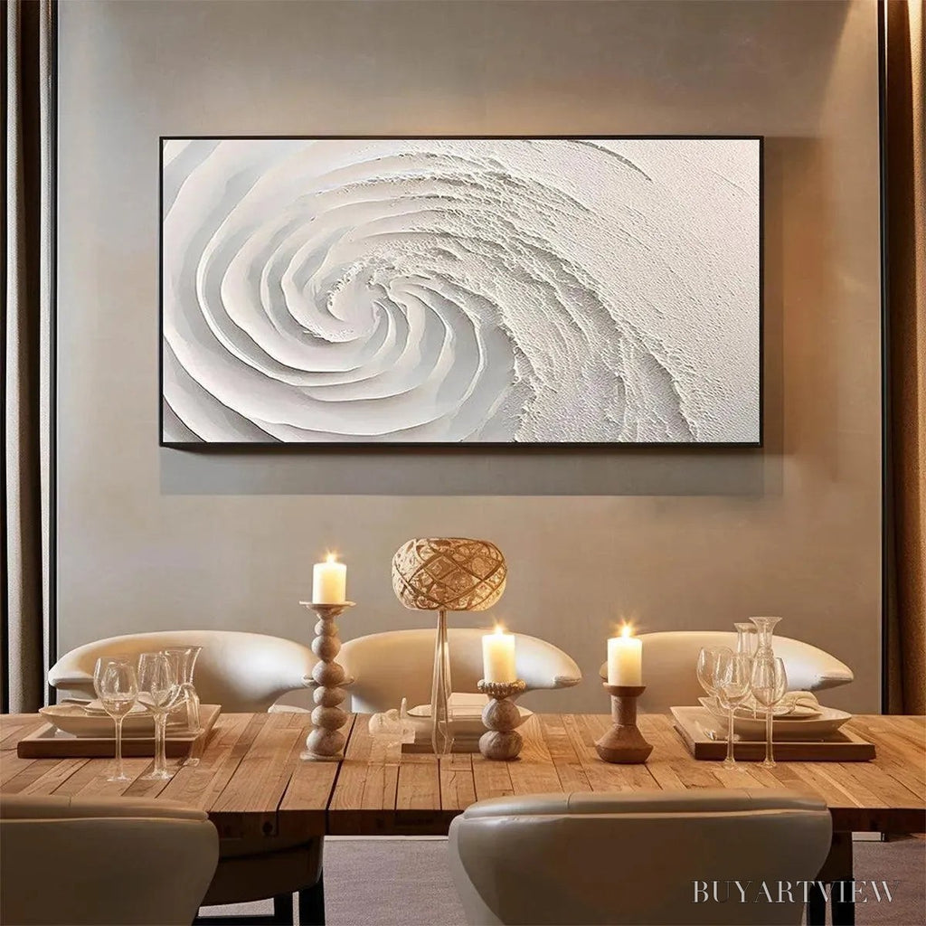 ARTOVITAS Whirlwind – Textured White Abstract Swirl Painting - image 6