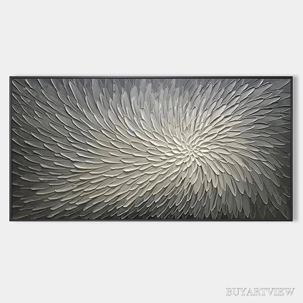 ARTOVITAS Silver Swirl – Textured Abstract Painting in Grey and White - image 1