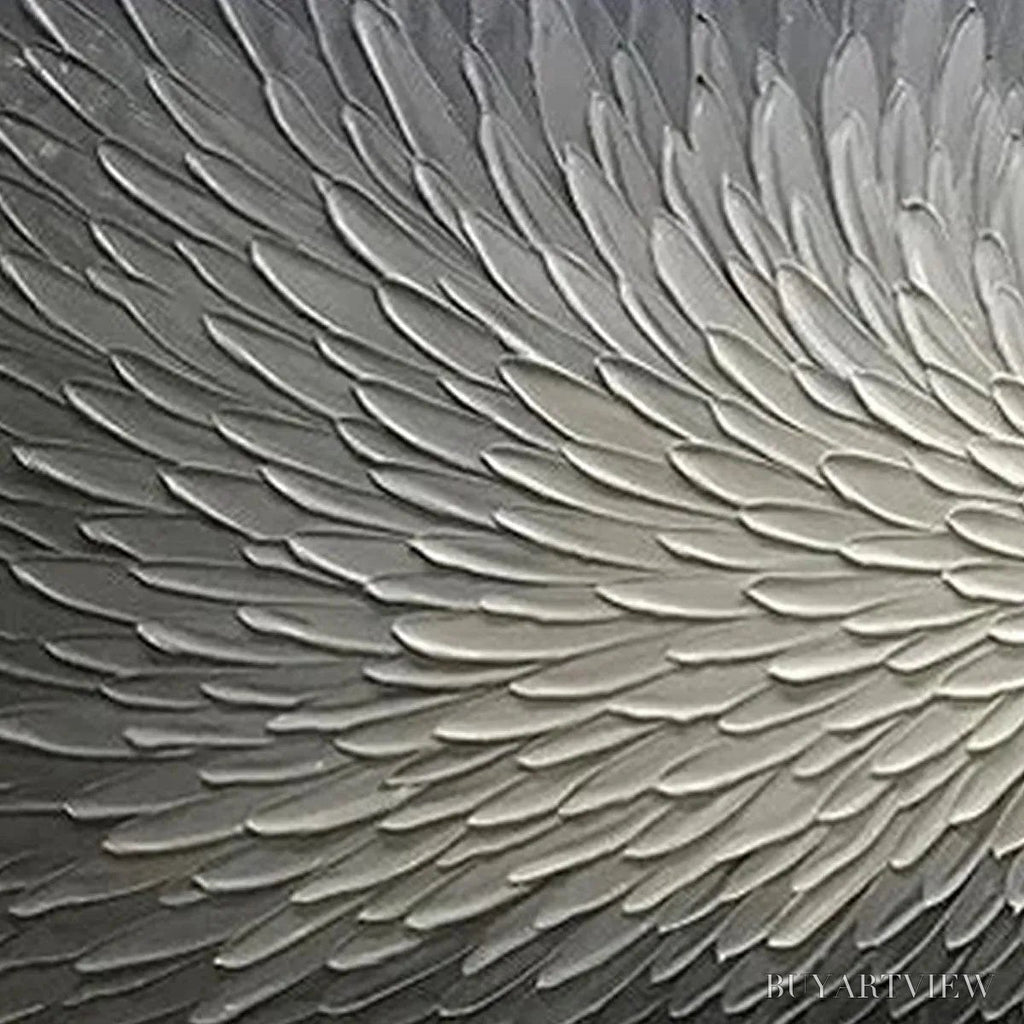 ARTOVITAS Silver Swirl – Textured Abstract Painting in Grey and White - image 3