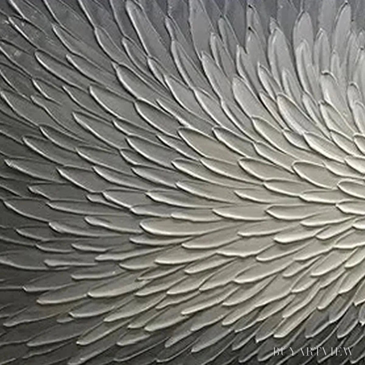 ARTOVITAS Silver Swirl – Textured Abstract Painting in Grey and White - image 3