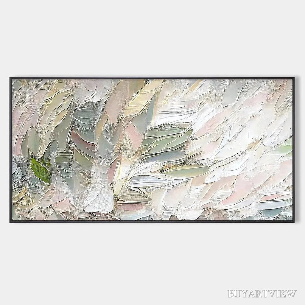 ARTOVITAS Pink Whispers – Textured Abstract Painting in Pink and Green - image 1