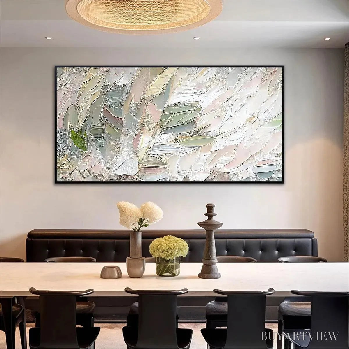 ARTOVITAS Pink Whispers – Textured Abstract Painting in Pink and Green - image 2