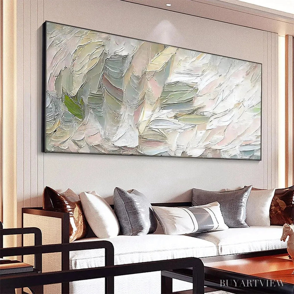 ARTOVITAS Pink Whispers – Textured Abstract Painting in Pink and Green - image 4