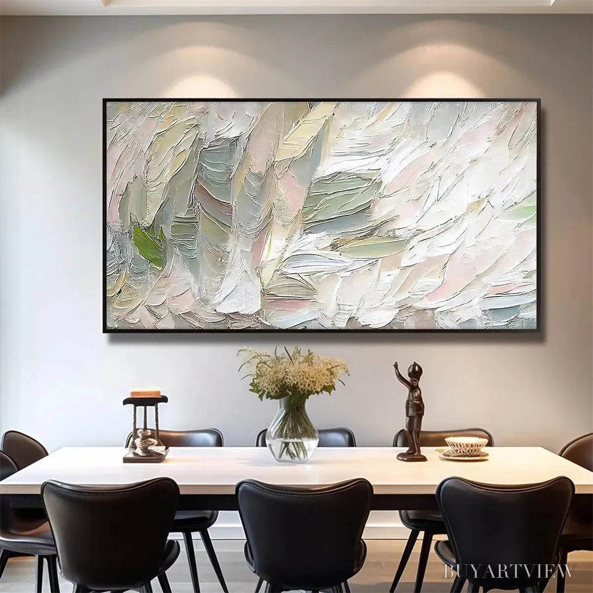 ARTOVITAS Pink Whispers – Textured Abstract Painting in Pink and Green - image 5