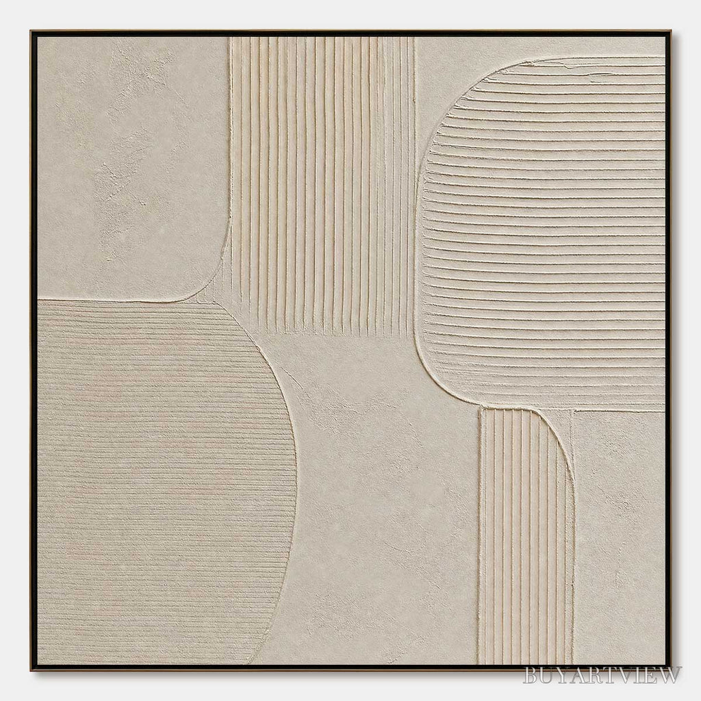 ARTOVITAS Sanctuary – Large Square Textured Wabi Sabi Abstract Painting - image 1