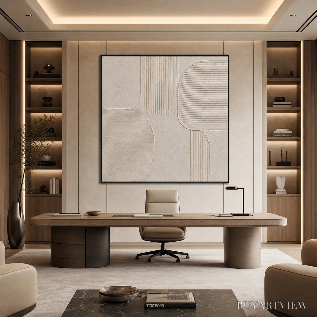 ARTOVITAS Sanctuary – Large Square Textured Wabi Sabi Abstract Painting - image 2