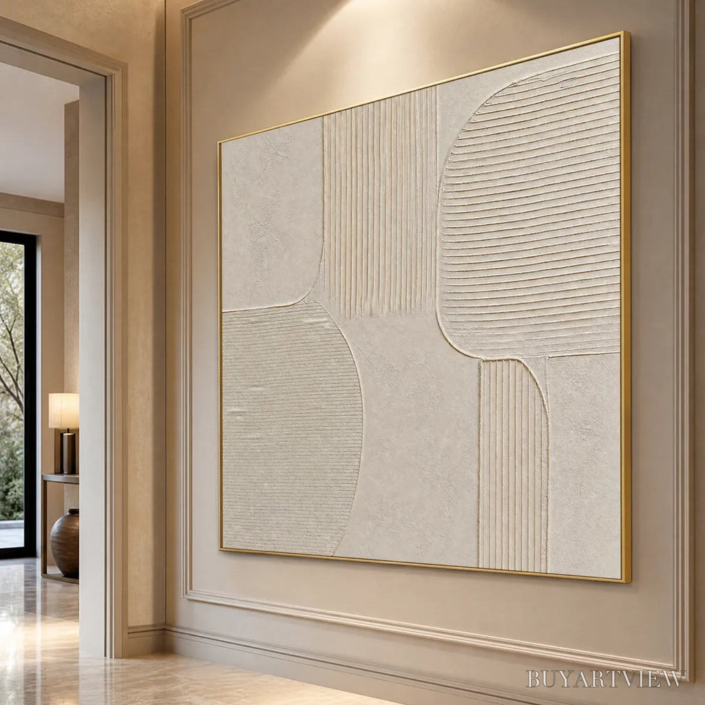 ARTOVITAS Sanctuary – Large Square Textured Wabi Sabi Abstract Painting - image 5