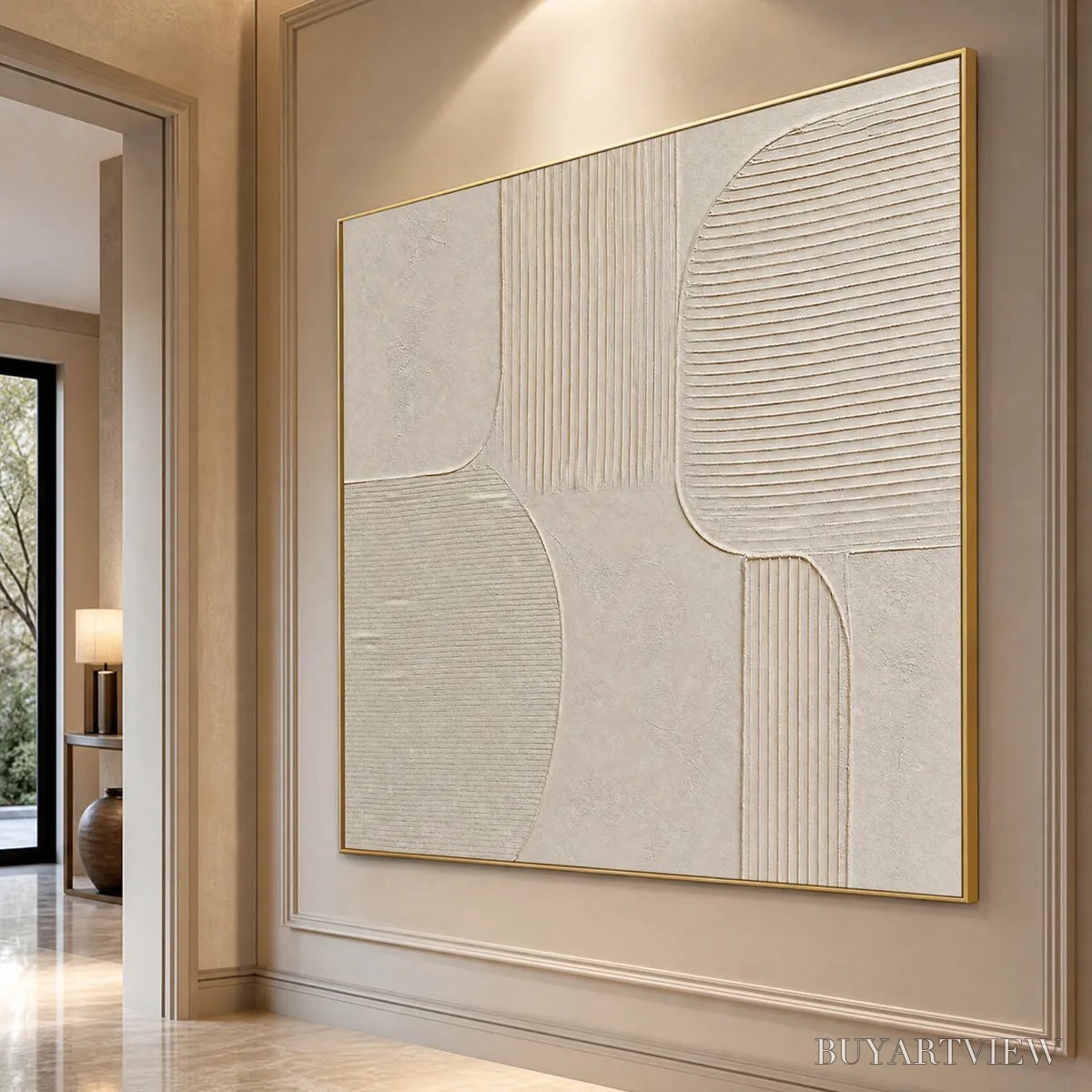 ARTOVITAS Sanctuary – Large Square Textured Wabi Sabi Abstract Painting - image 5
