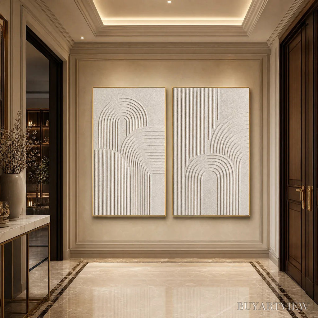 ARTOVITAS Continuum – Beige Textured Minimalist Wabi-Sabi Abstract Diptych - image 5