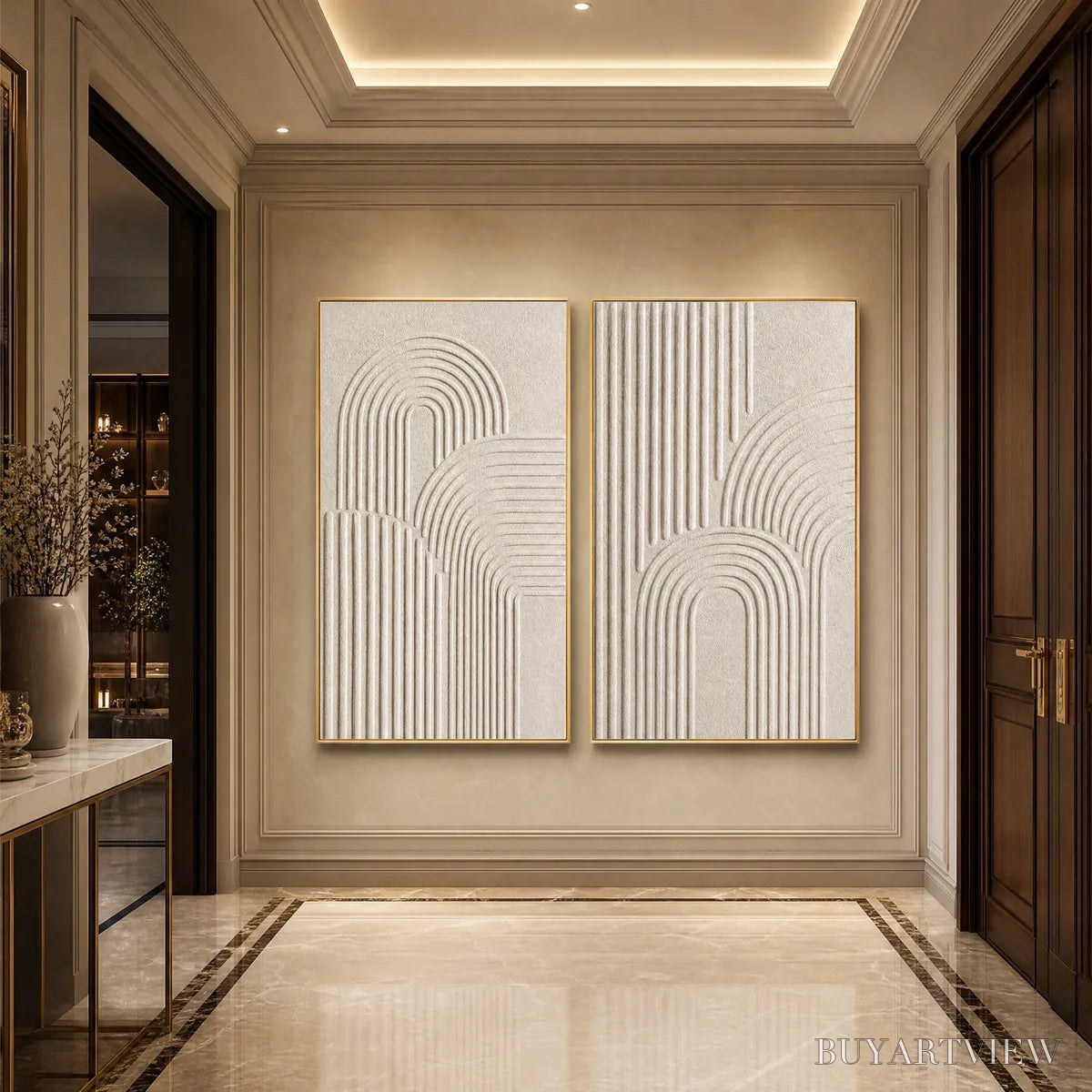 ARTOVITAS Continuum – Beige Textured Minimalist Wabi-Sabi Abstract Diptych - image 5
