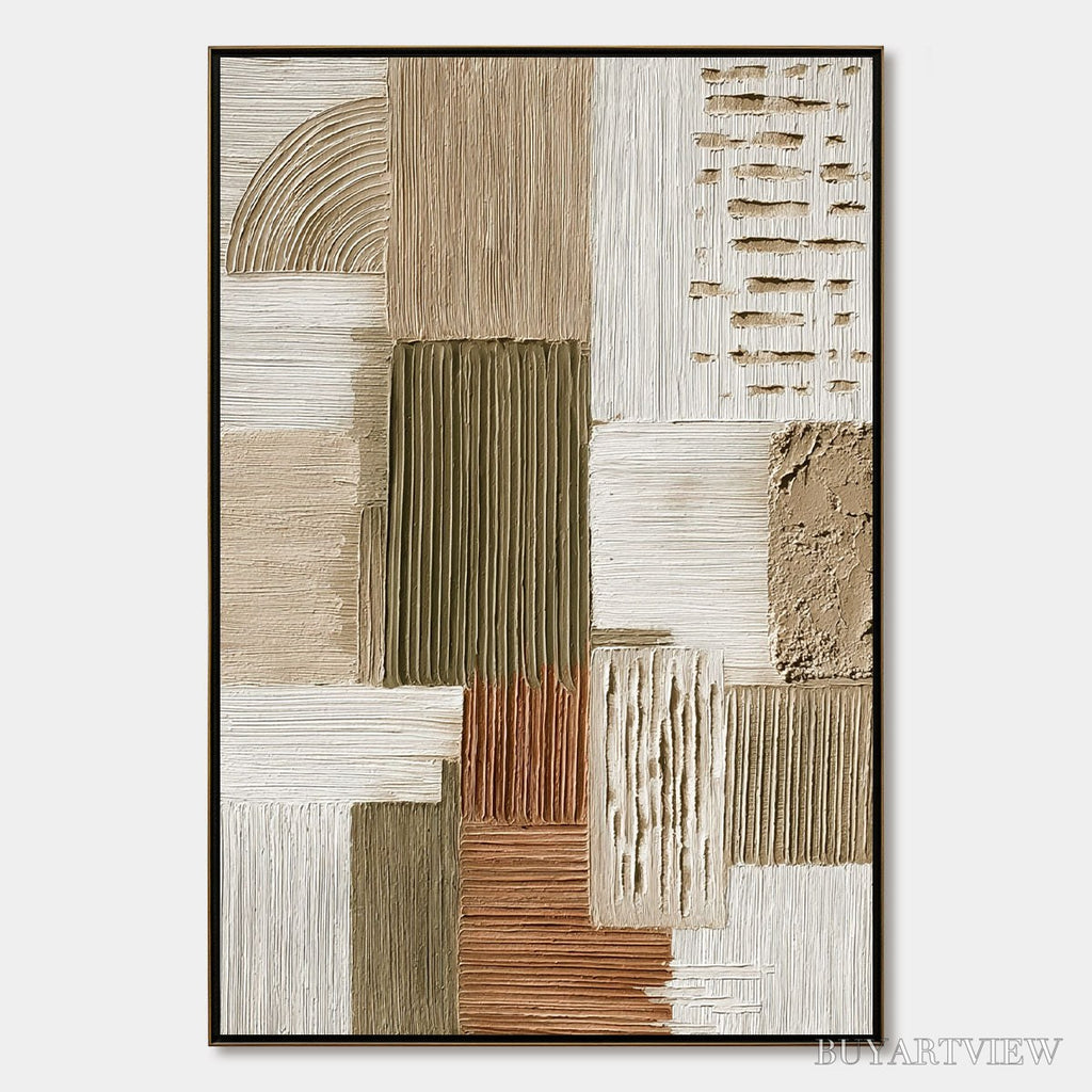 ARTOVITAS Strata Textured Abstract Neutral Oil Painting for Modern - image 1