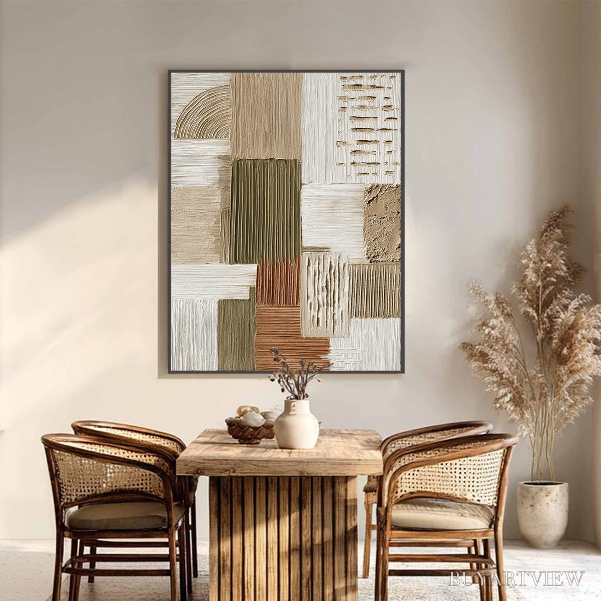 ARTOVITAS Strata Textured Abstract Neutral Oil Painting for Modern - image 2