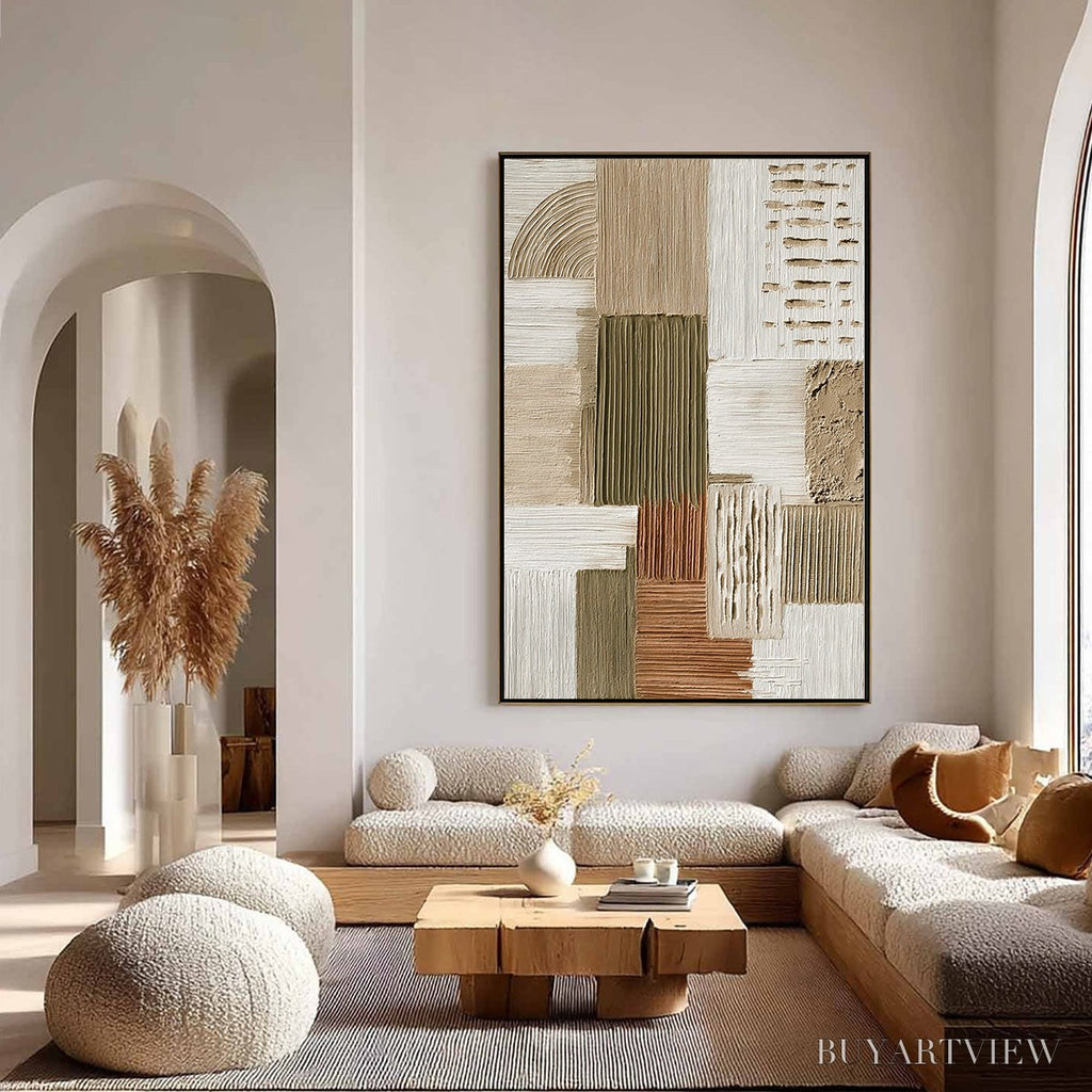ARTOVITAS Strata Textured Abstract Neutral Oil Painting for Modern - image 4