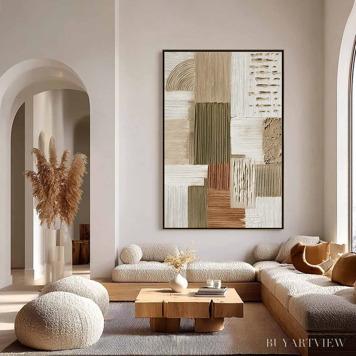 ARTOVITAS Strata Textured Abstract Neutral Oil Painting for Modern - image 4