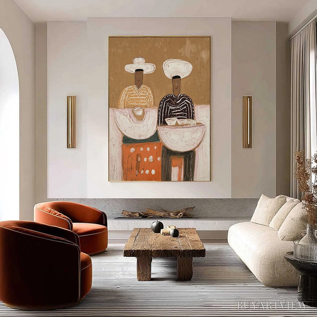 ARTOVITAS the Sharing Bowl – Textured Wabi Sabi Painting of Shared Moments - image 2