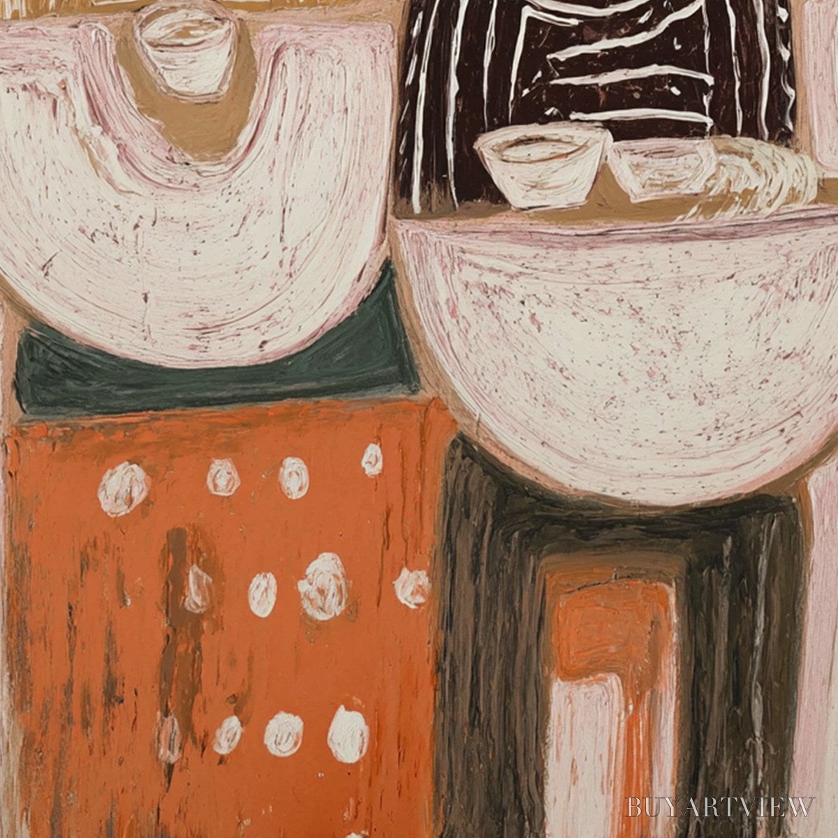 ARTOVITAS the Sharing Bowl – Textured Wabi Sabi Painting of Shared Moments - image 5