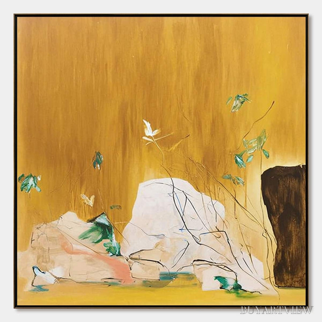 ARTOVITAS Ochre Sanctuary – Wabi-Sabi Abstract Painting with Earthy Tones - image 1