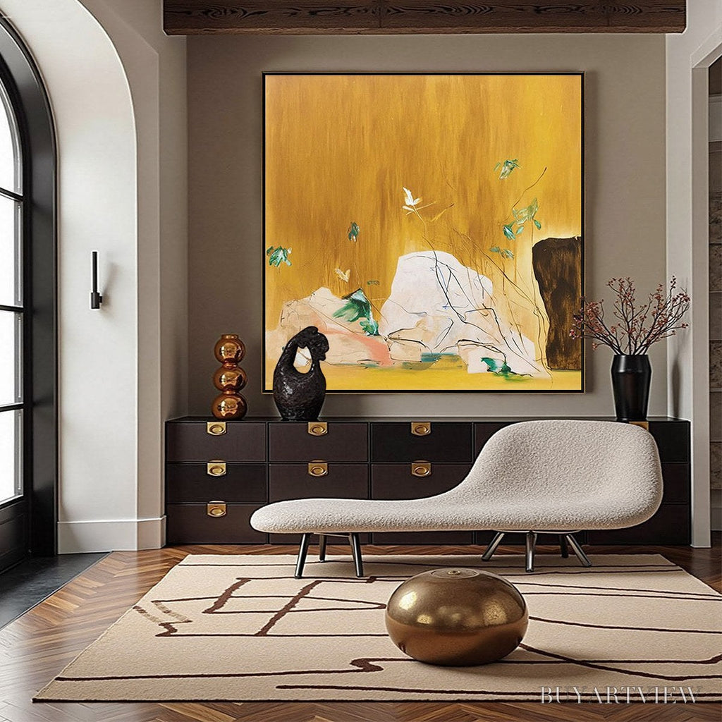 ARTOVITAS Ochre Sanctuary – Wabi-Sabi Abstract Painting with Earthy Tones - image 2