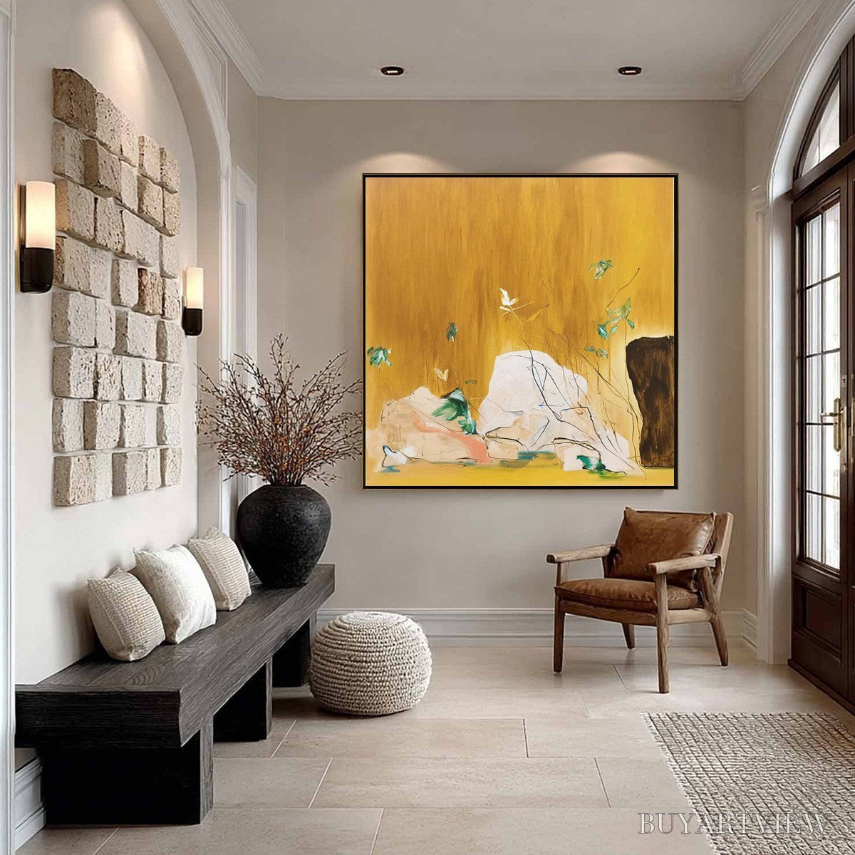 ARTOVITAS Ochre Sanctuary – Wabi-Sabi Abstract Painting with Earthy Tones - image 4