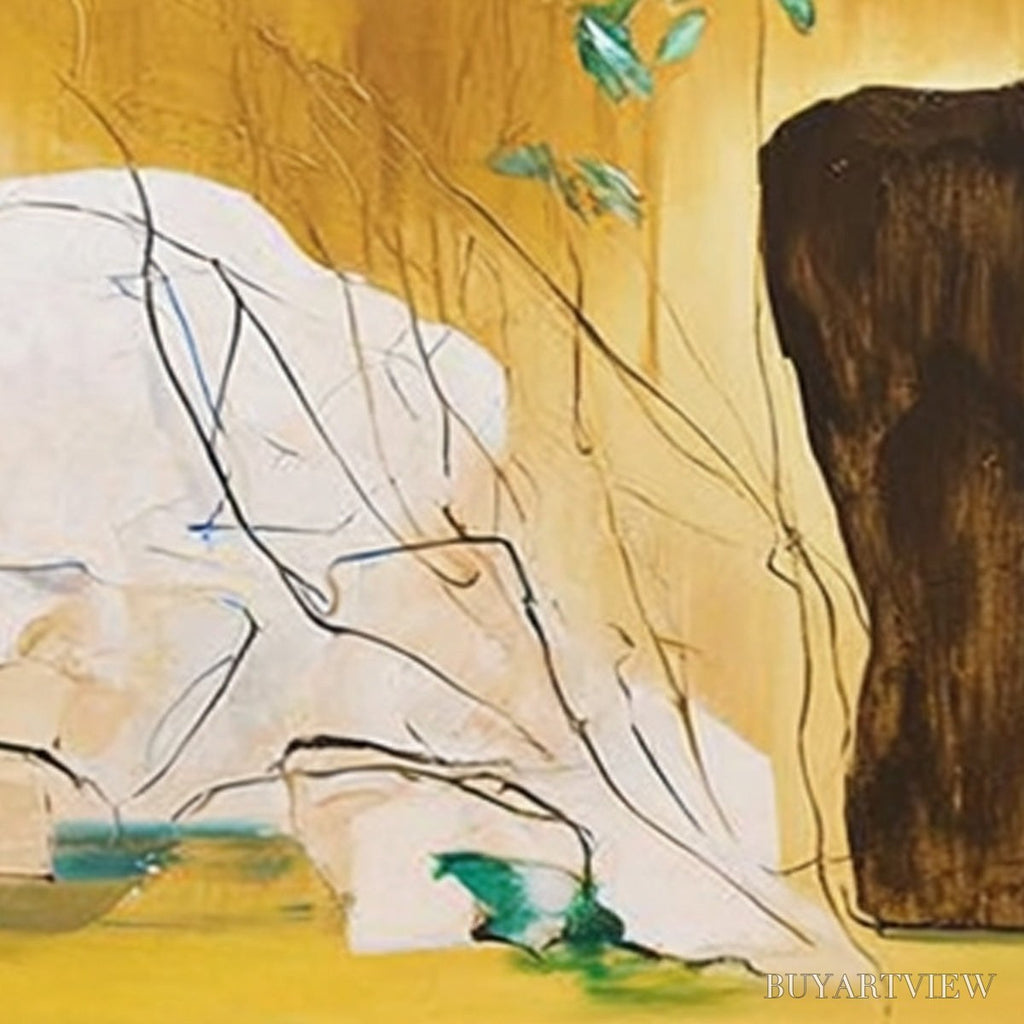 ARTOVITAS Ochre Sanctuary – Wabi-Sabi Abstract Painting with Earthy Tones - image 5