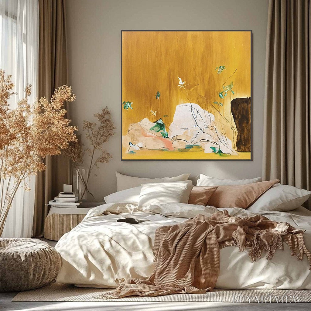 ARTOVITAS Ochre Sanctuary – Wabi-Sabi Abstract Painting with Earthy Tones - image 6