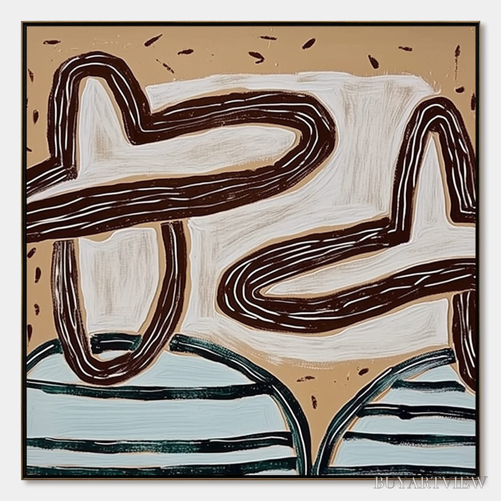 ARTOVITAS Grounded Flow – Wabi Sabi Inspired Abstract Painting with Earthy Tones - image 1