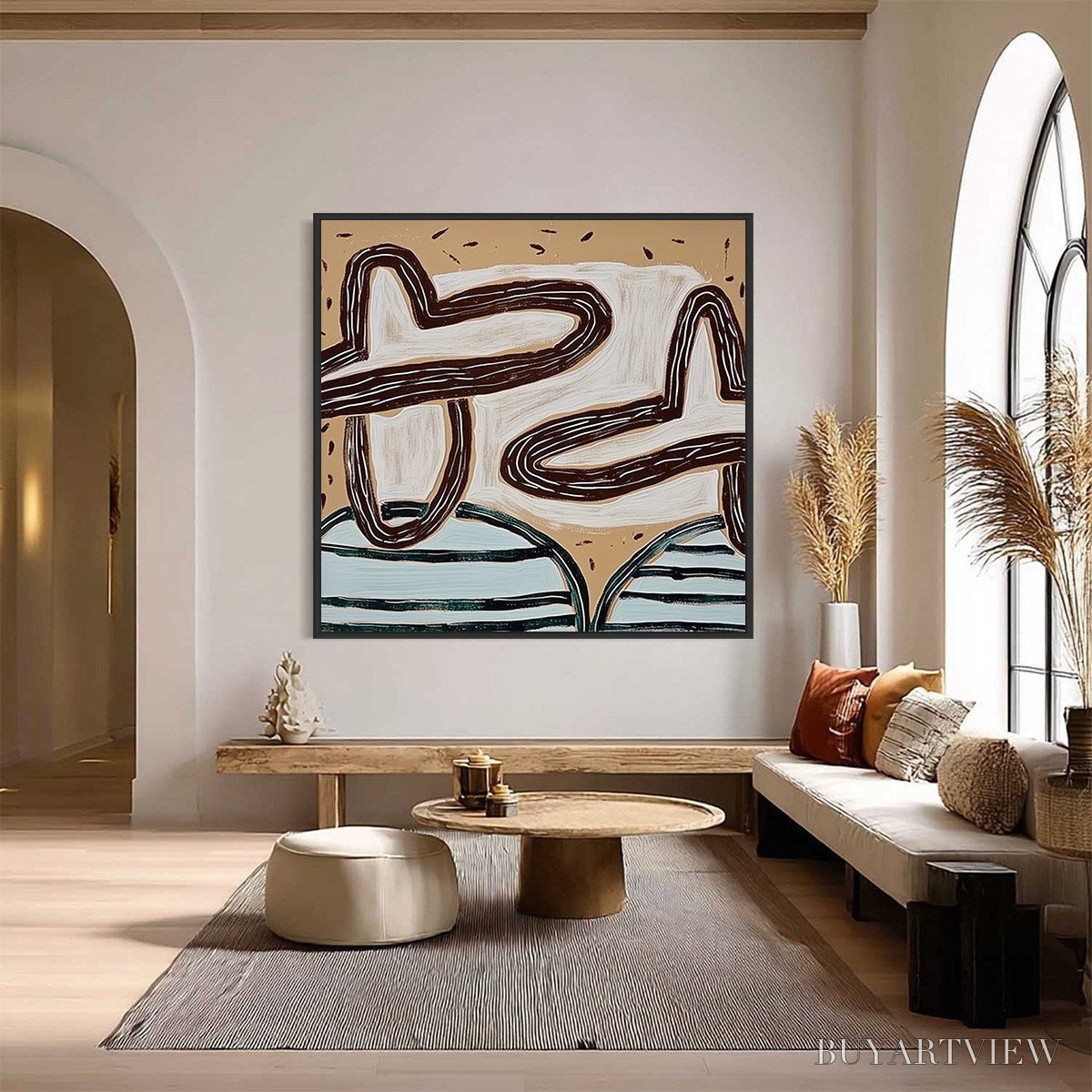 ARTOVITAS Grounded Flow – Wabi Sabi Inspired Abstract Painting with Earthy Tones - image 2