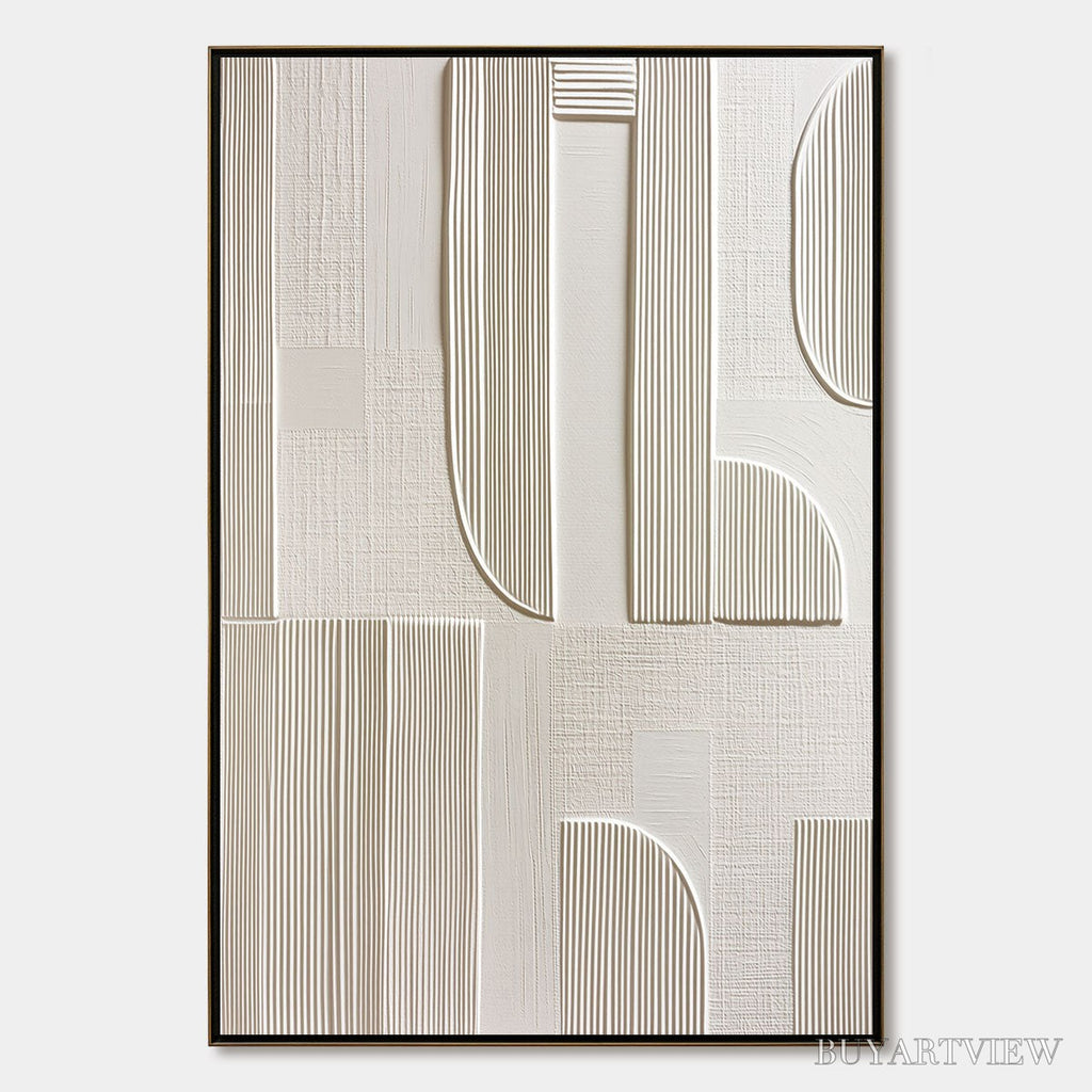 ARTOVITAS Static Rhythm – Textured White Minimalist Abstract - image 1