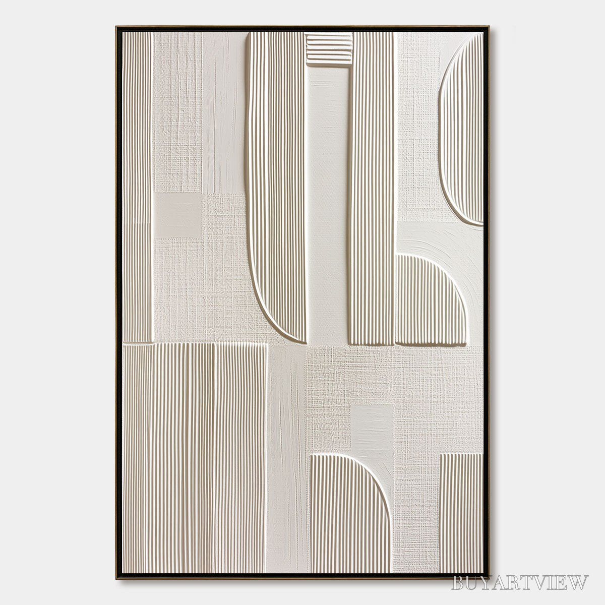 ARTOVITAS Static Rhythm – Textured White Minimalist Abstract - image 1