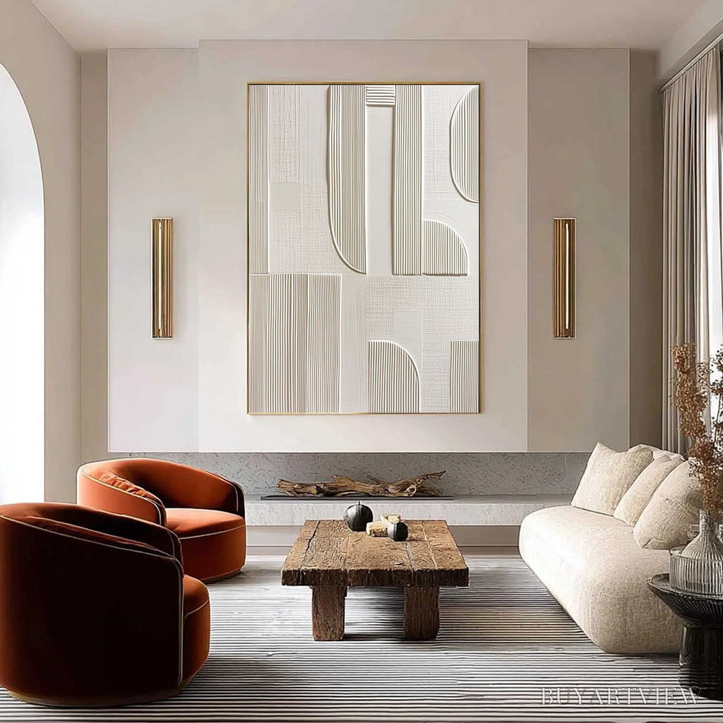 ARTOVITAS Static Rhythm – Textured White Minimalist Abstract - image 2