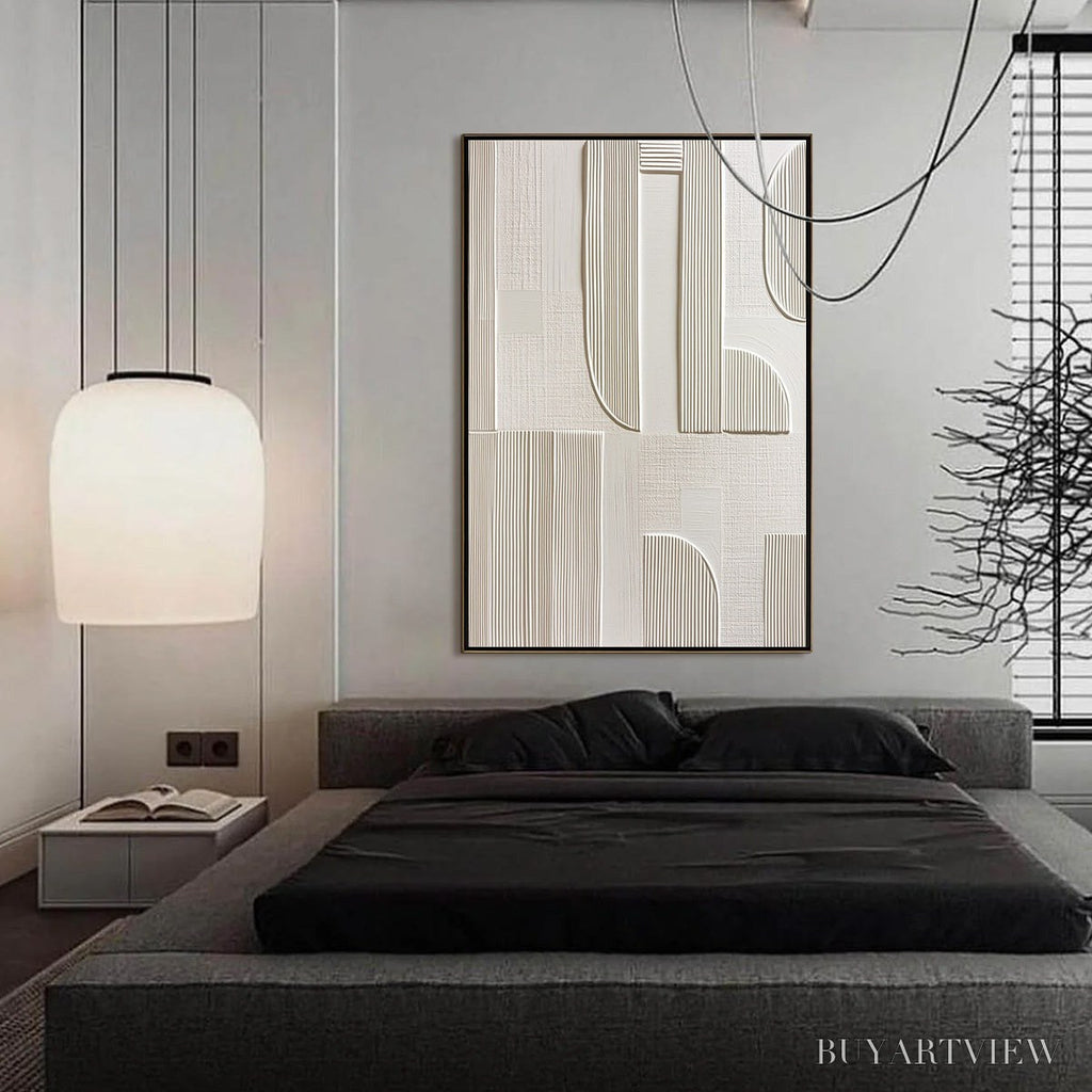 ARTOVITAS Static Rhythm – Textured White Minimalist Abstract - image 4