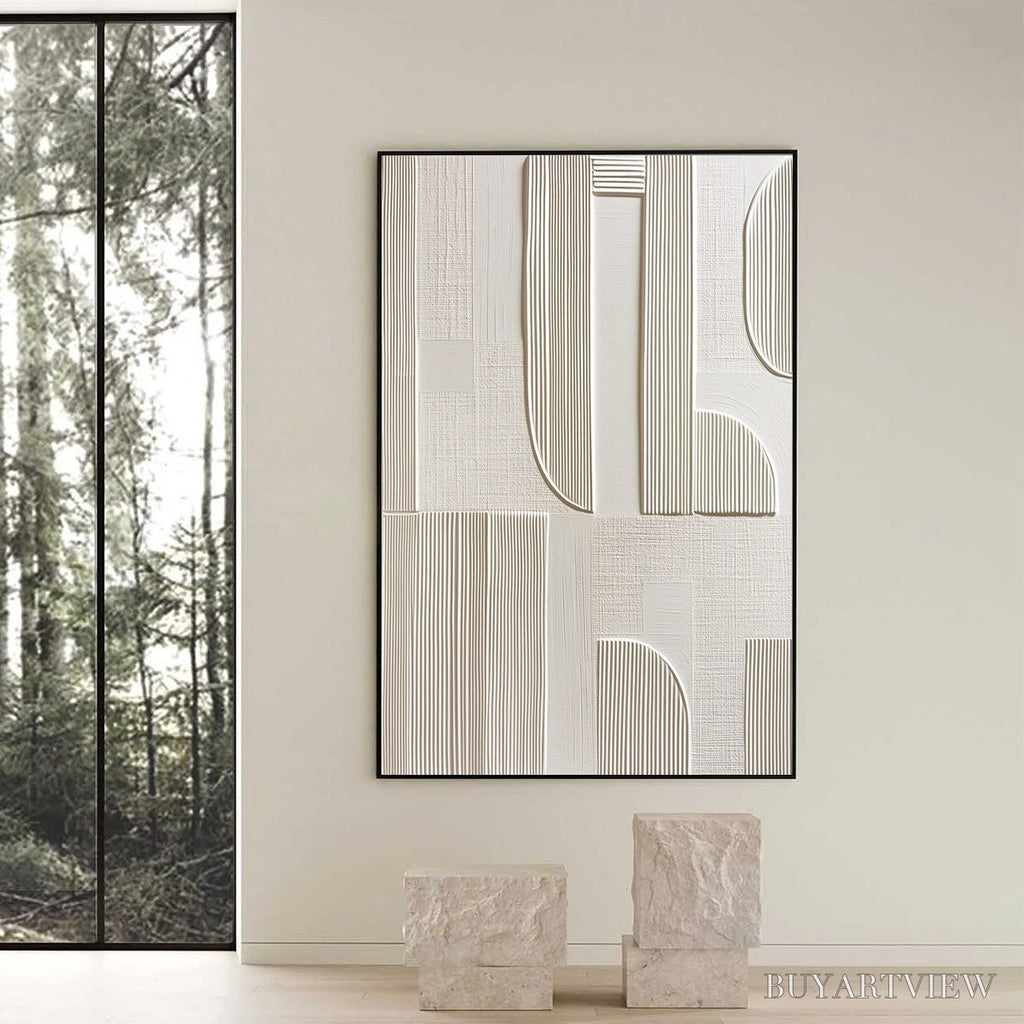 ARTOVITAS Static Rhythm – Textured White Minimalist Abstract - image 6