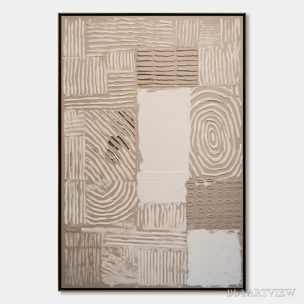 ARTOVITAS Earthen Weave – Textured Wabi Sabi Abstract Painting in Neutral Tones - image 1