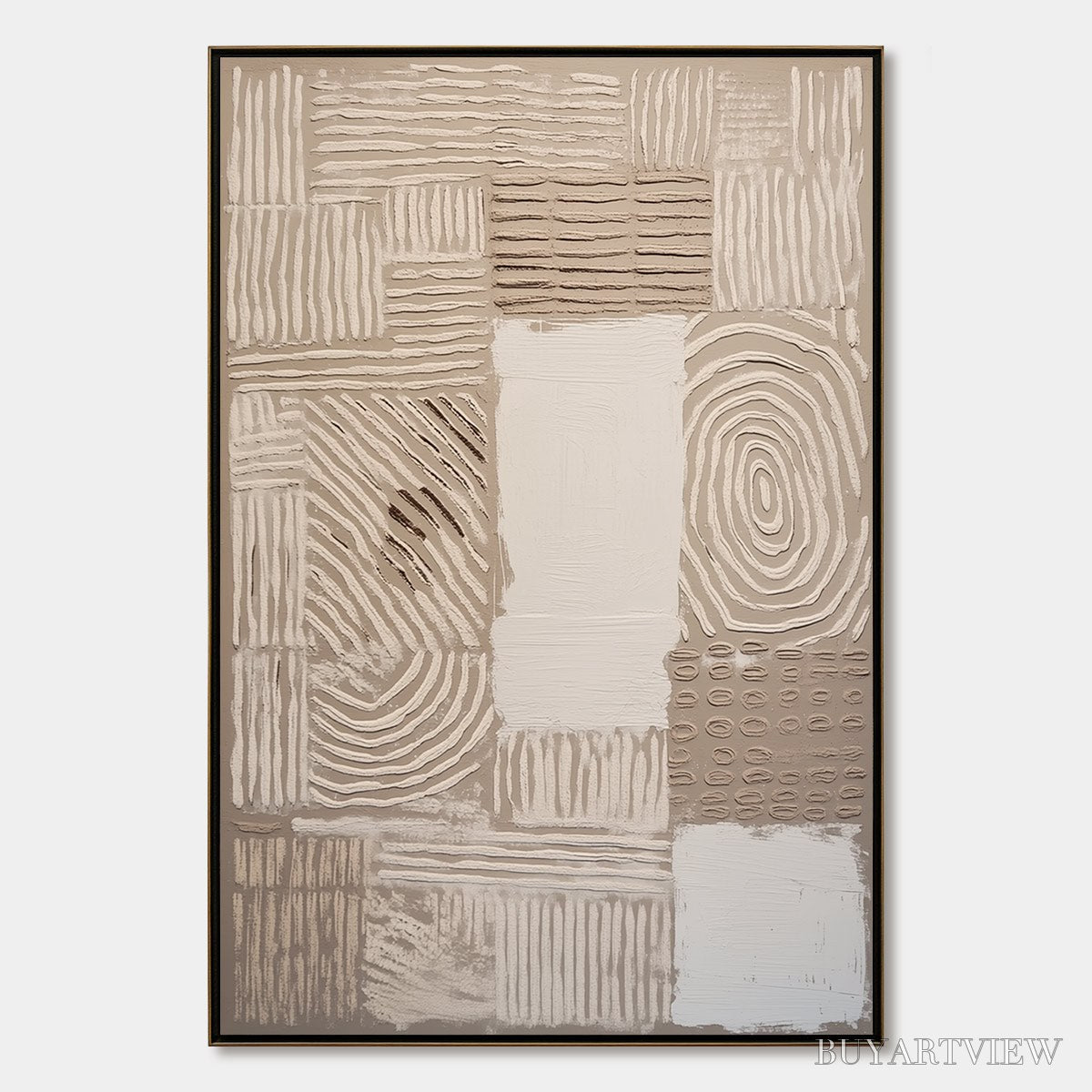 ARTOVITAS Earthen Weave – Textured Wabi Sabi Abstract Painting in Neutral Tones - image 1