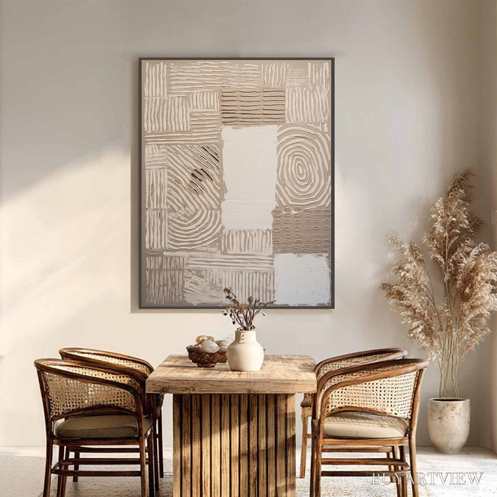 ARTOVITAS Earthen Weave – Textured Wabi Sabi Abstract Painting in Neutral Tones - image 2