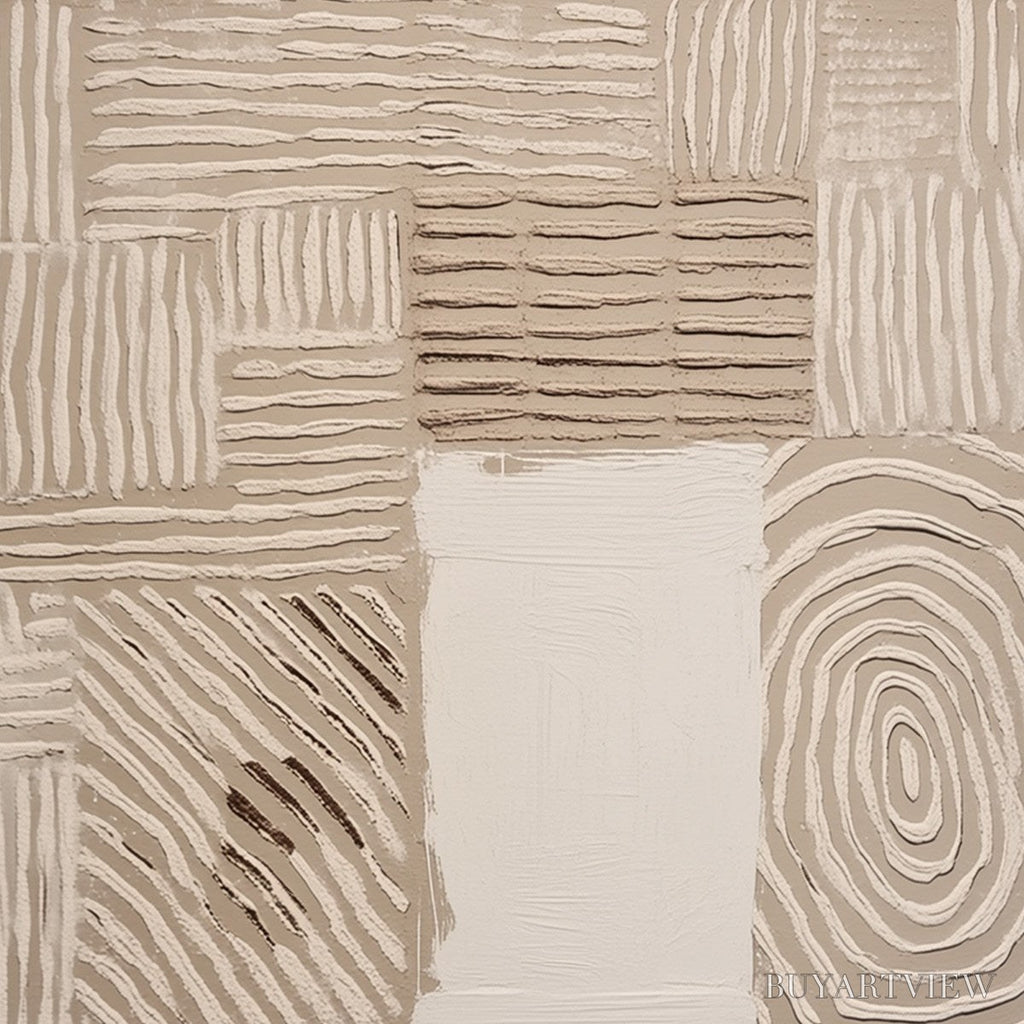 ARTOVITAS Earthen Weave – Textured Wabi Sabi Abstract Painting in Neutral Tones - image 3