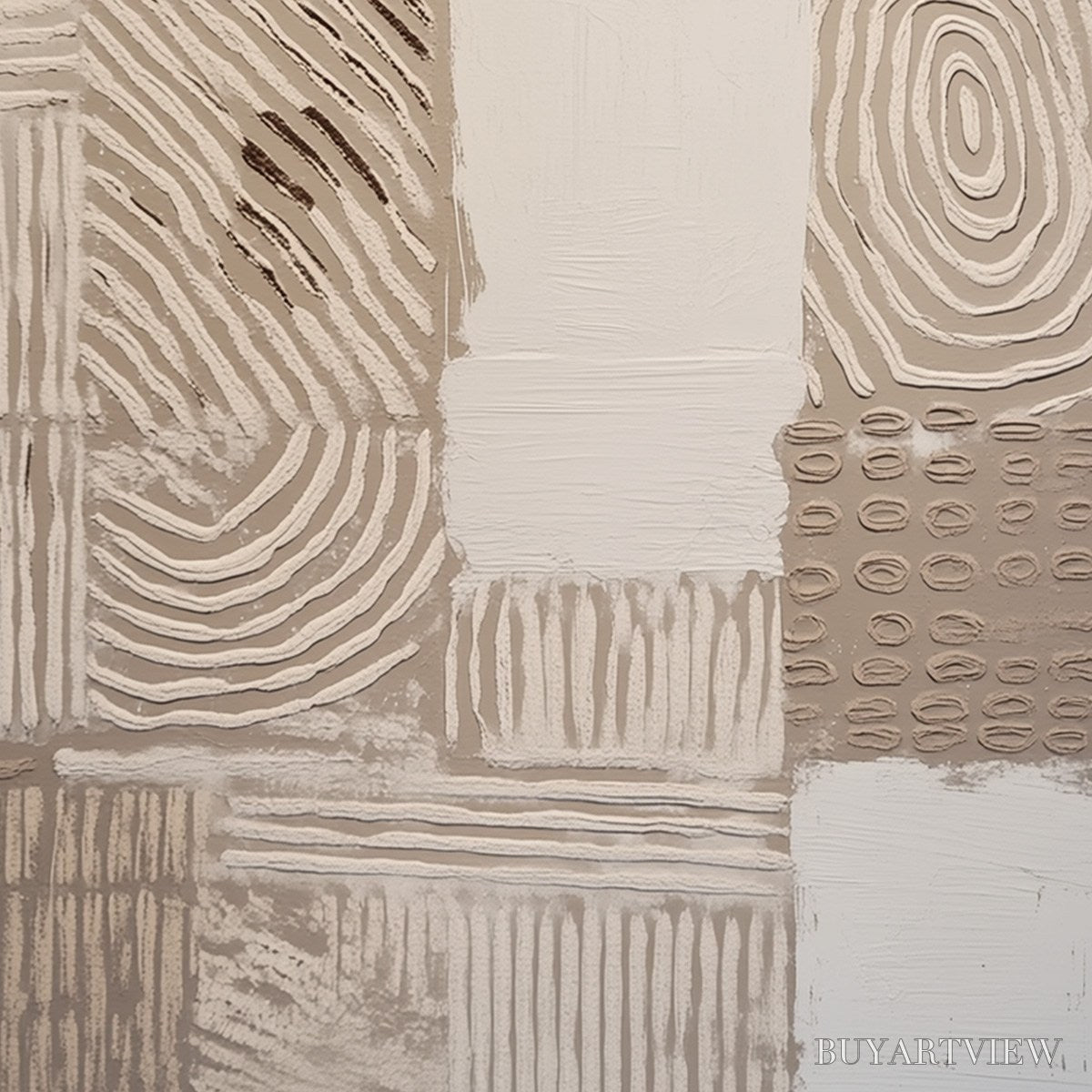 ARTOVITAS Earthen Weave – Textured Wabi Sabi Abstract Painting in Neutral Tones - image 5