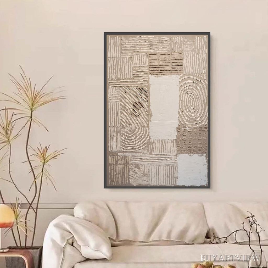 ARTOVITAS Earthen Weave – Textured Wabi Sabi Abstract Painting in Neutral Tones - image 6