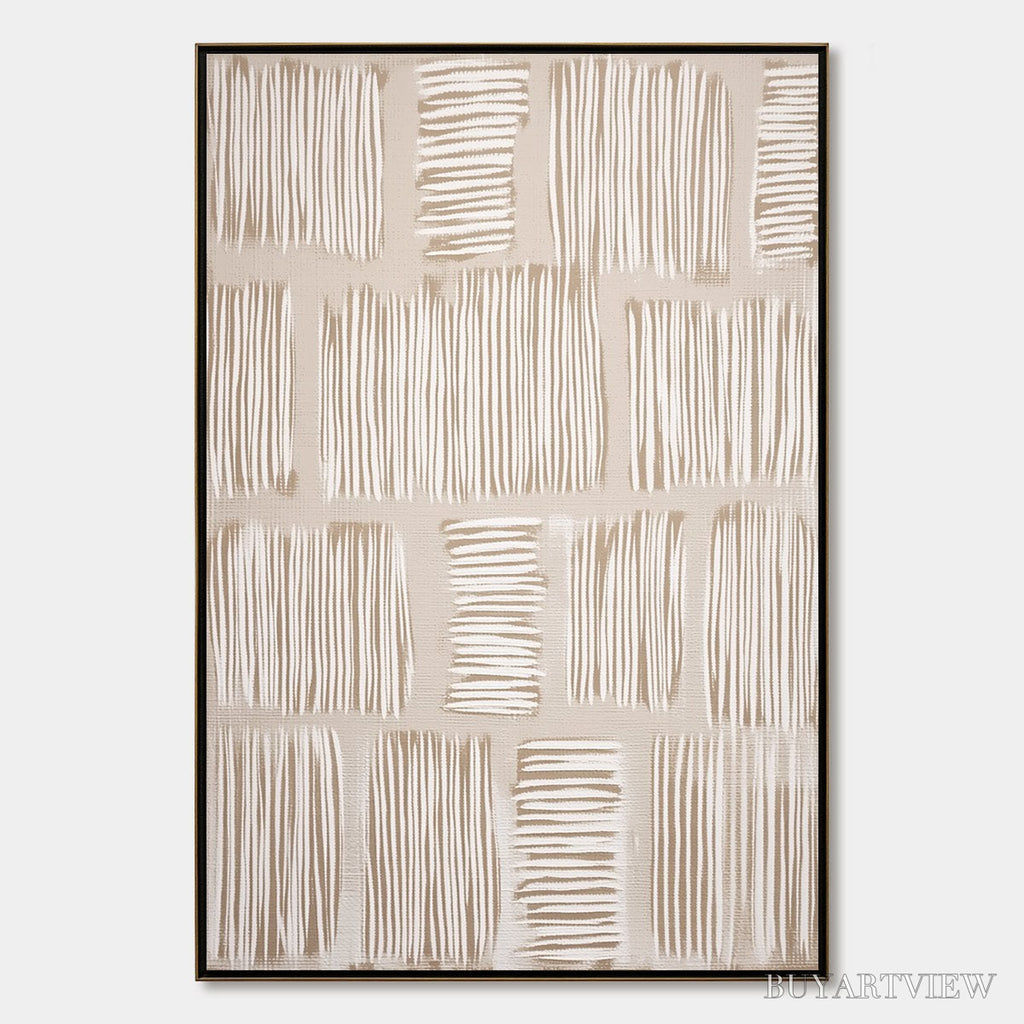 ARTOVITAS Woven Paths – Textured Wabi Sabi Abstract Painting in Neutral Tones - image 1