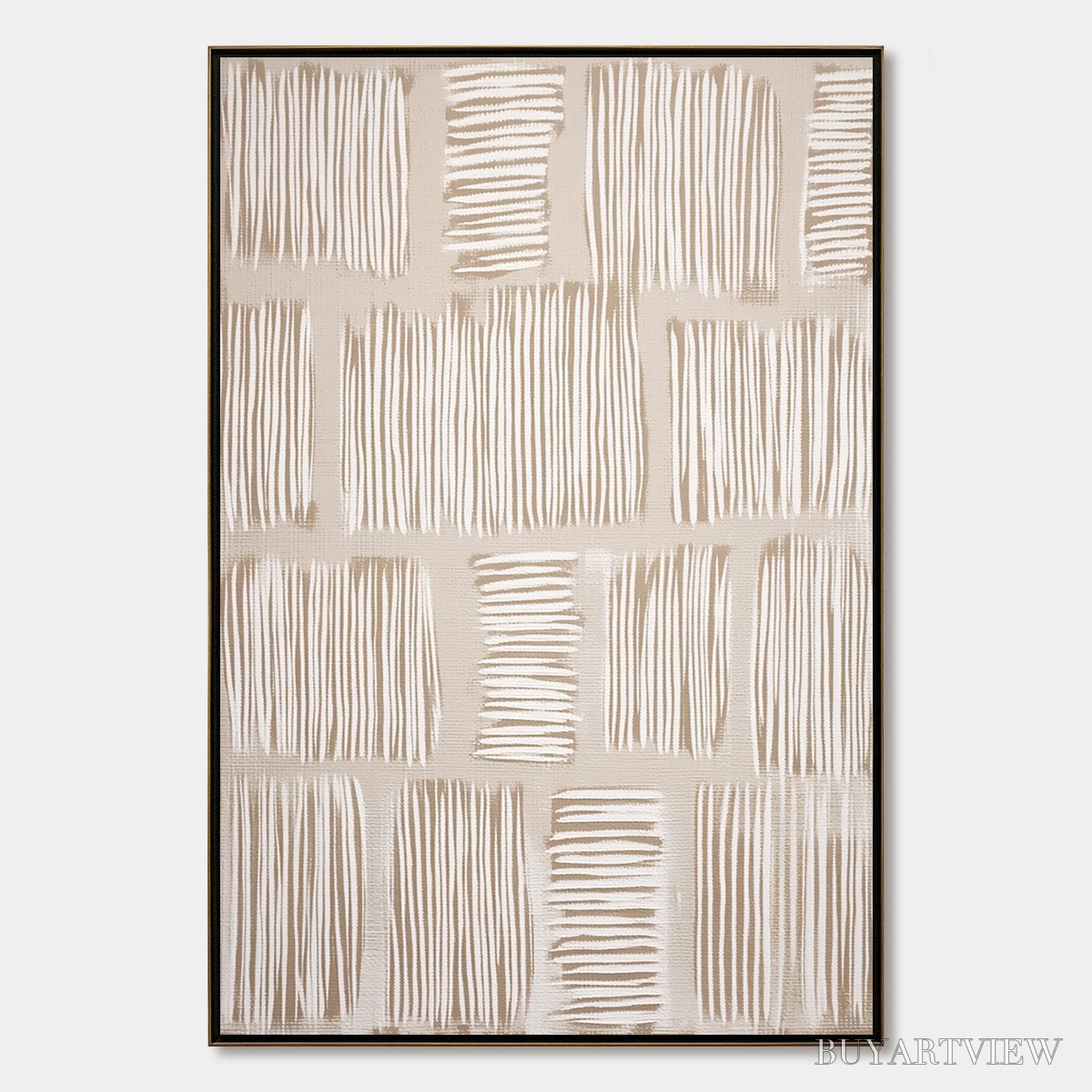 ARTOVITAS Woven Paths – Textured Wabi Sabi Abstract Painting in Neutral Tones - image 1