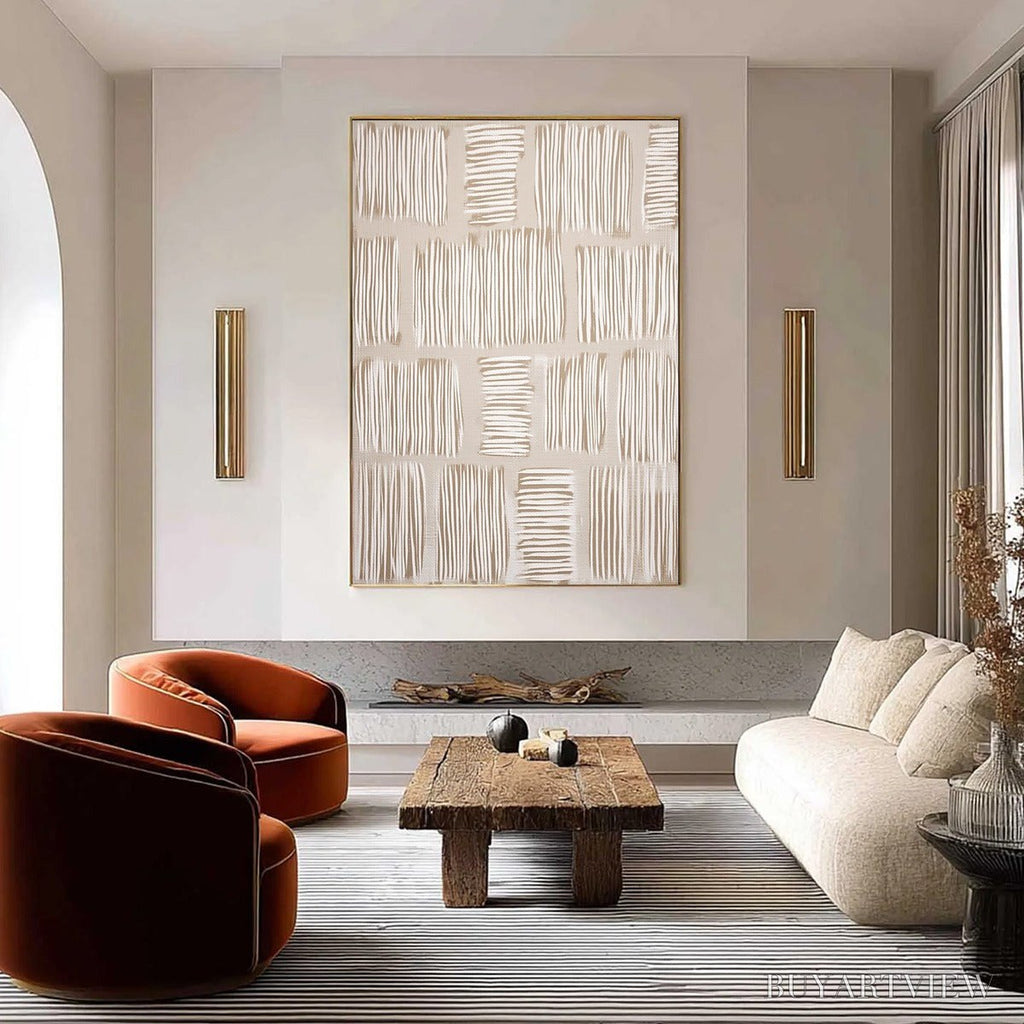 ARTOVITAS Woven Paths – Textured Wabi Sabi Abstract Painting in Neutral Tones - image 2