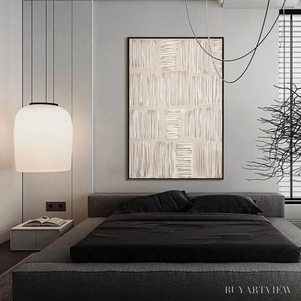 ARTOVITAS Woven Paths – Textured Wabi Sabi Abstract Painting in Neutral Tones - image 4