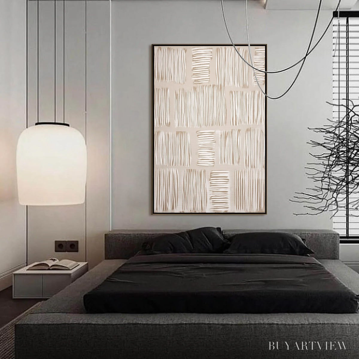 ARTOVITAS Woven Paths – Textured Wabi Sabi Abstract Painting in Neutral Tones - image 4