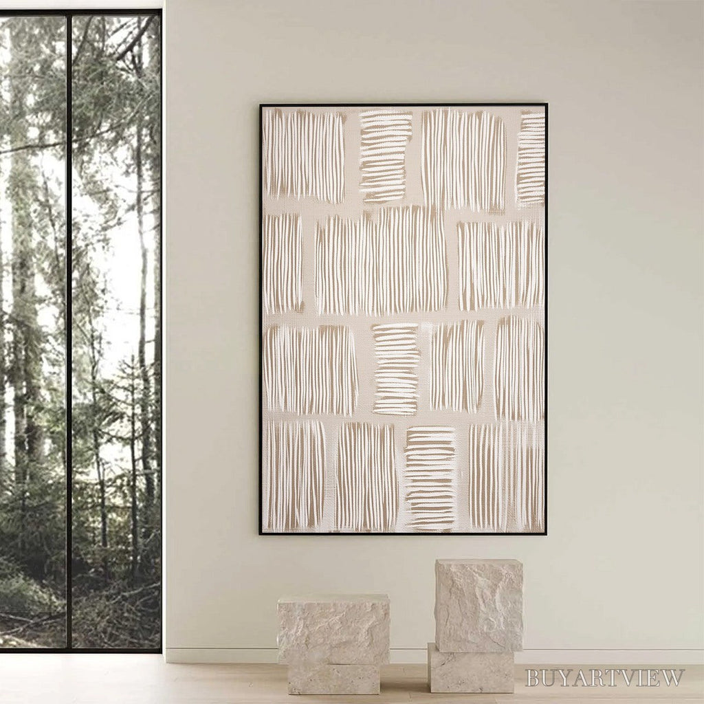 ARTOVITAS Woven Paths – Textured Wabi Sabi Abstract Painting in Neutral Tones - image 6