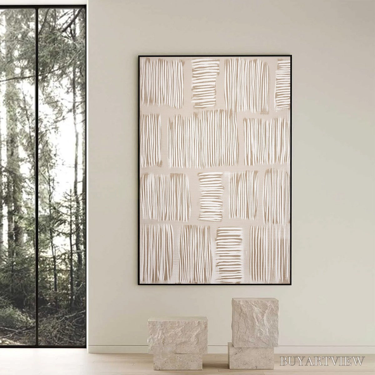 ARTOVITAS Woven Paths – Textured Wabi Sabi Abstract Painting in Neutral Tones - image 6