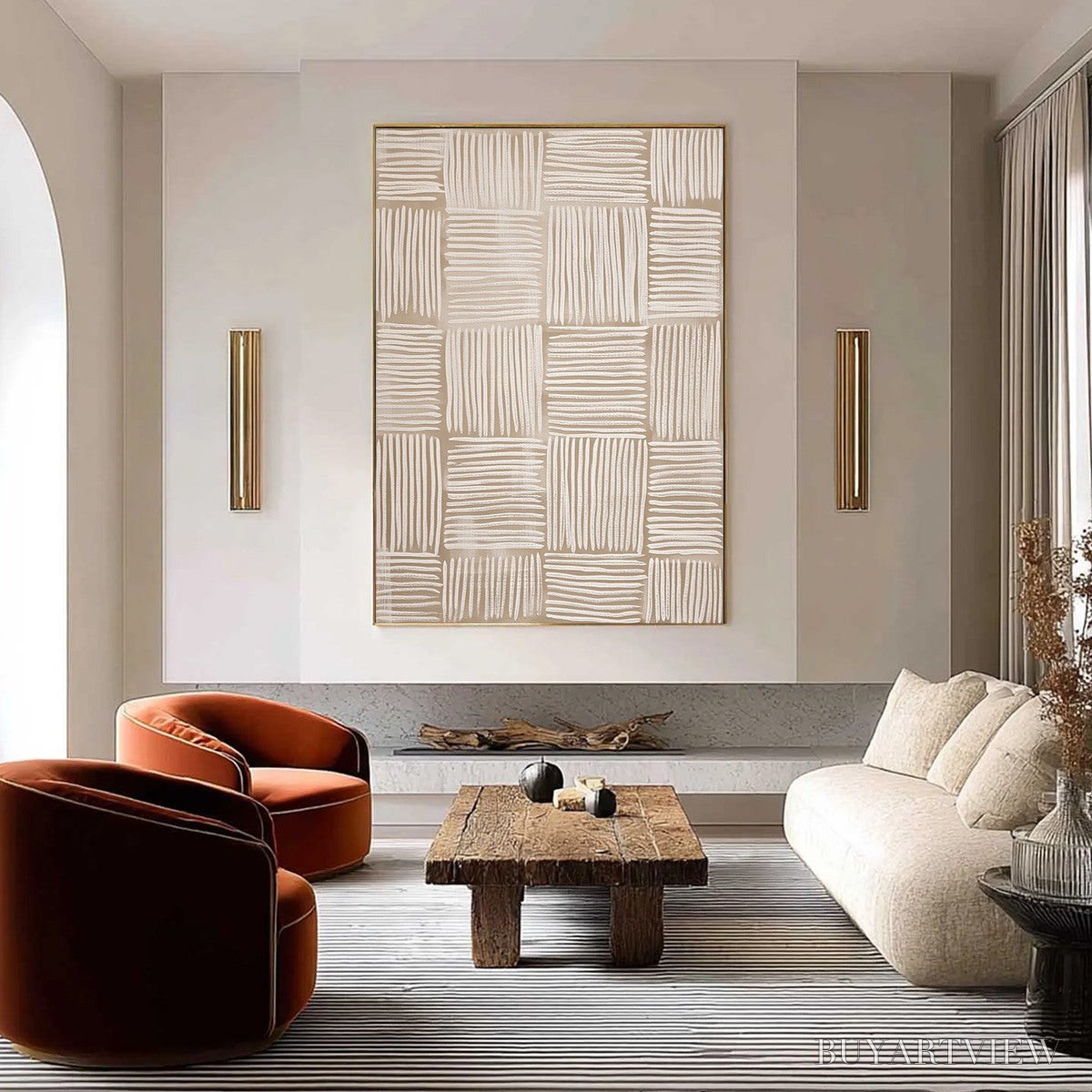 ARTOVITAS Woven Calm – Textured Minimalist Wabi-Sabi Abstract Painting - image 2
