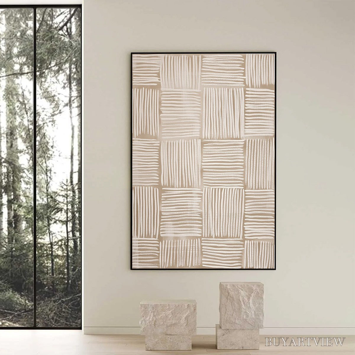 ARTOVITAS Woven Calm – Textured Minimalist Wabi-Sabi Abstract Painting - image 6
