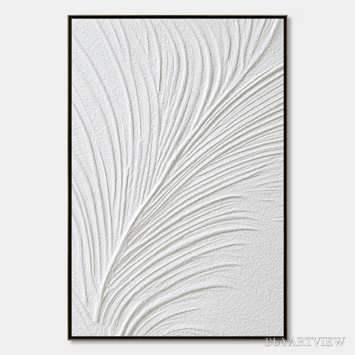 ARTOVITAS Plume – Textured Minimalist Wabi Sabi Feather Painting - image 1