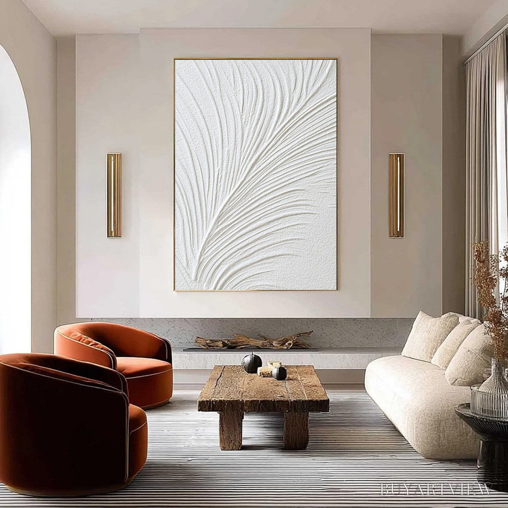 ARTOVITAS Plume – Textured Minimalist Wabi Sabi Feather Painting - image 2